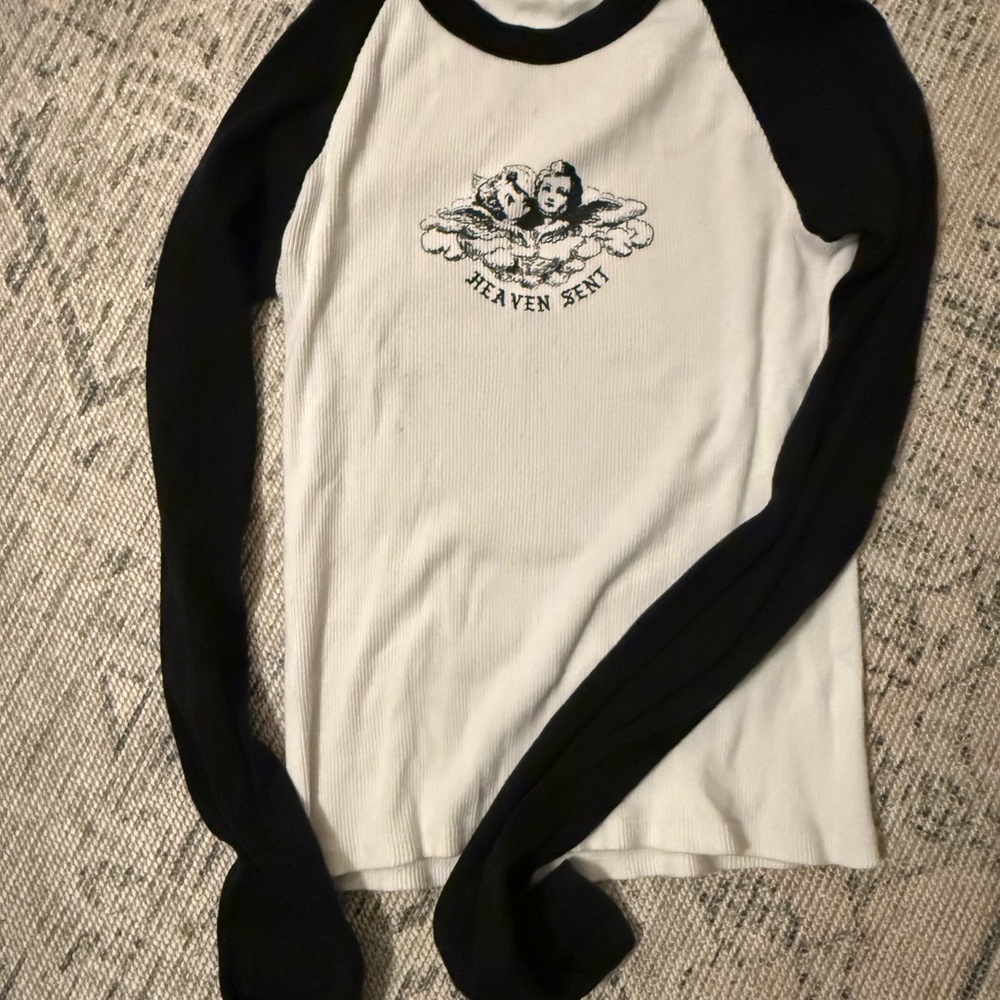 Garage Black and White Long Sleeve Raglan Tee